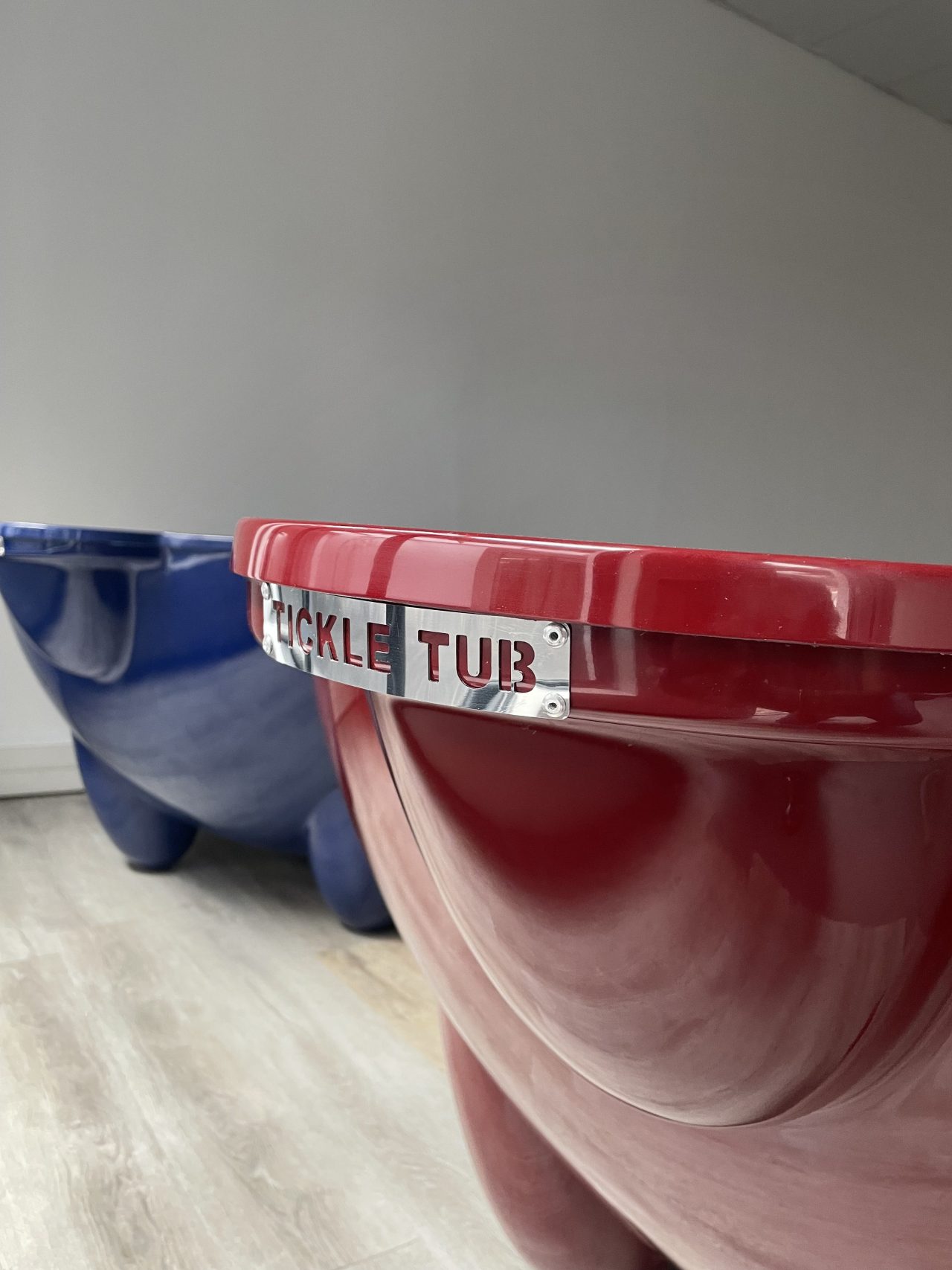 Tickle Tub Standard and Shorty models side-by-side made of recycled fibreglass