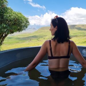 Lady sitting in a Tickle Tub in Drakenberg